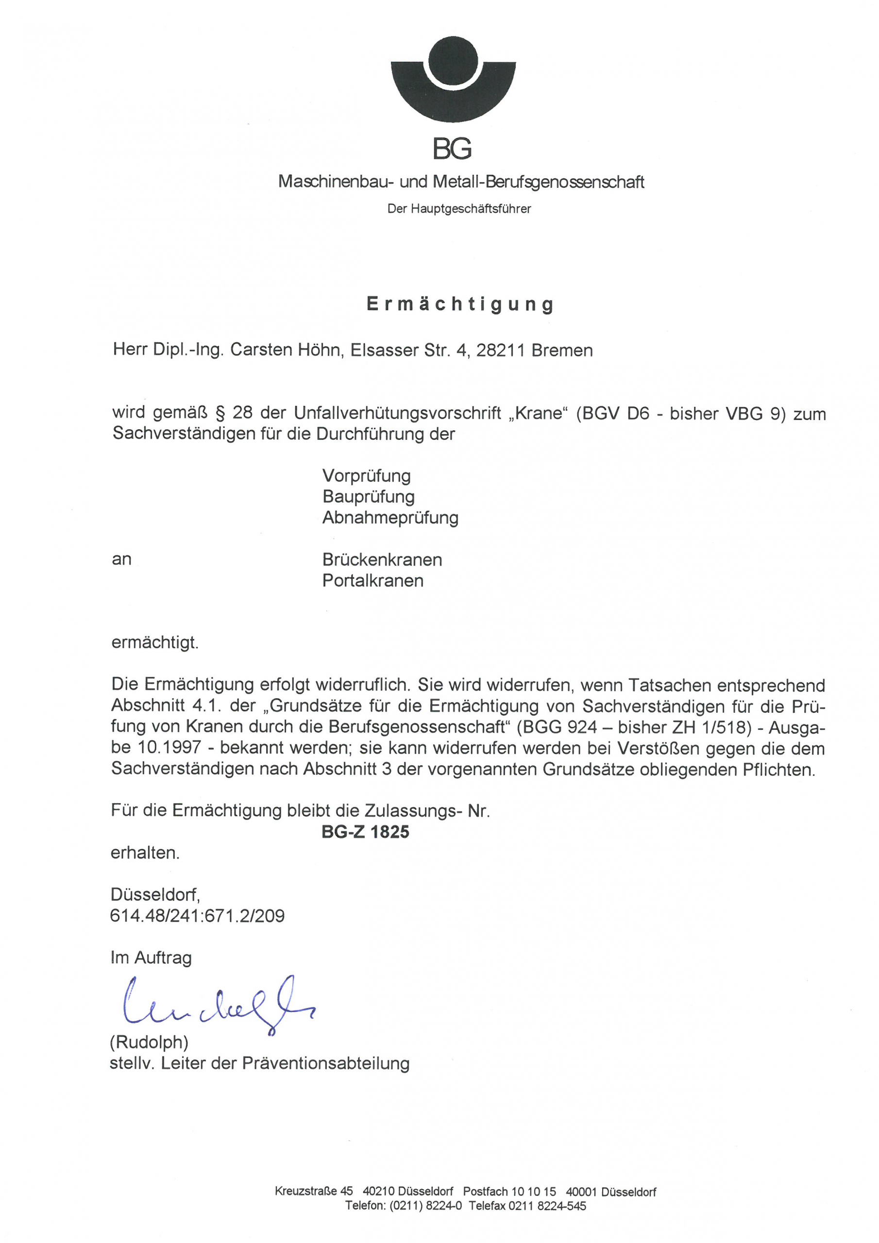 Ermächtigung BG Carsten Höhn